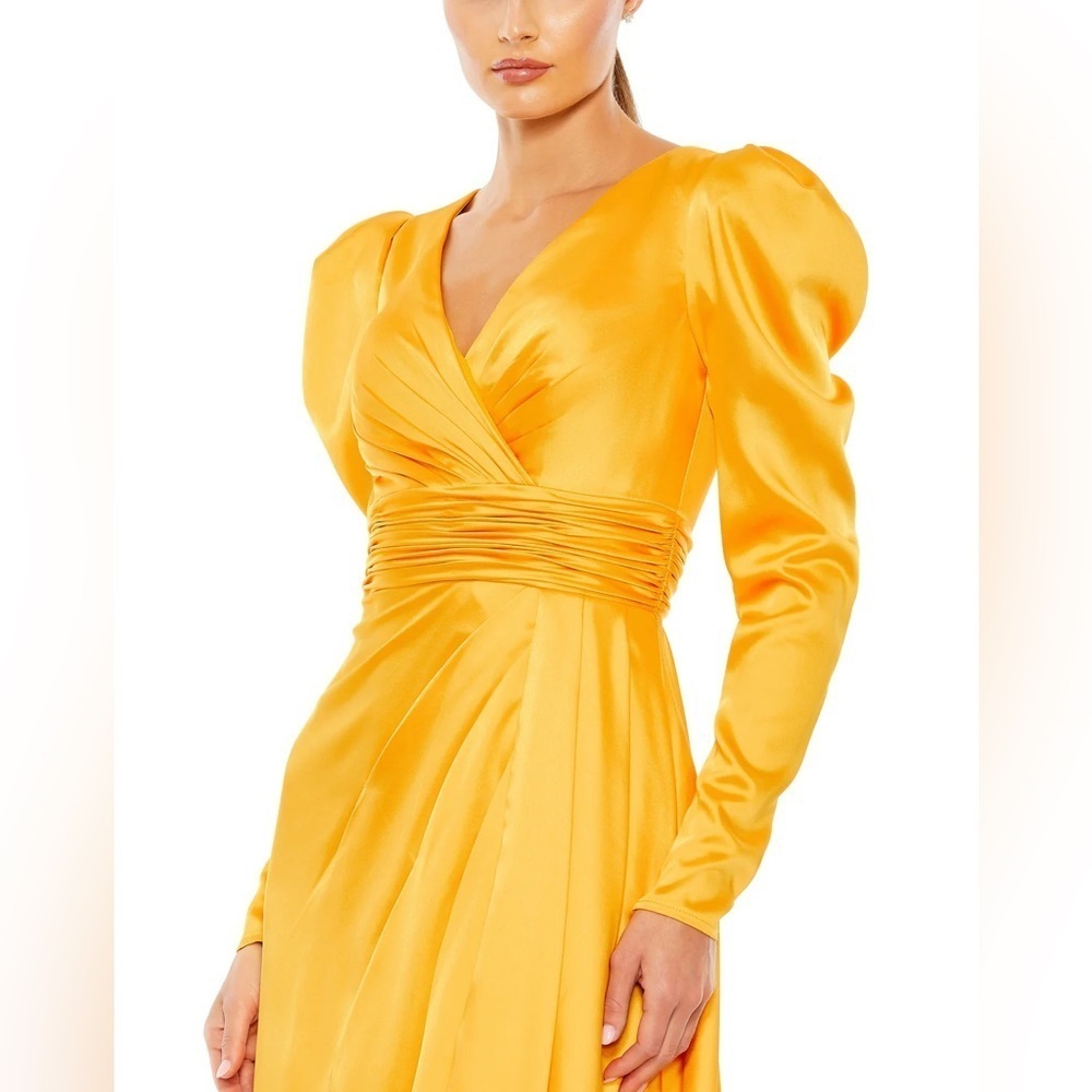 MAC DUGGAL 12404 NWT Faux Wrap Long Sleeve A Line Gown - Picture 3 of 7